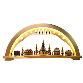 Schwibbogen Seiffener Christmette groß LED BxHxT 75x35x7 cm NEU Lichterbogen