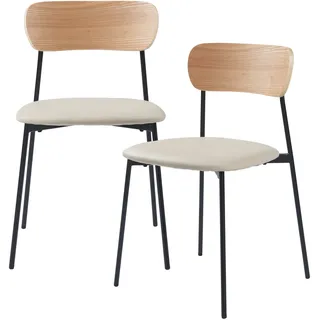 [en.casa] - Esszimmerstuhl Jyväskylä 2er Set 78x45x48 cm Beige