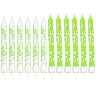 Homéa, Set mit 8 Schlangenkerzen + Kunststoffhalterungen – Höhe 8 cm – Grün
