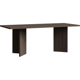 Selsey Qubeo – Esstisch 204x90 cm, rechteckig mit abgerundeten Kanten und Wangengestell, Holzoptik Esche Braun - Braun