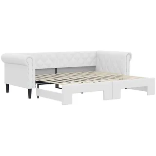 vidaXL Tagesbett Ausziehbar Weiß 90x200 cm Kunstleder
