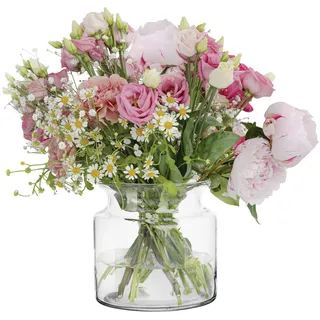 Trend For Home Vase Bauchig H: 15 cm Zylinder Vase Durchsichtig Runde Glasvase Große Glasvase Zylindervasen Glas Geräumige Blumenvase für Pampasgras Vasen Hochzeit Tischdeko, ⌀ 15 cm, Dahlia