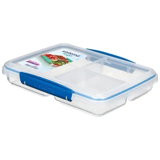 Sistema to Go Multi Split Frischhaltedose, transparent, mit farbigen Clips, 820 ml , blau - Bunt