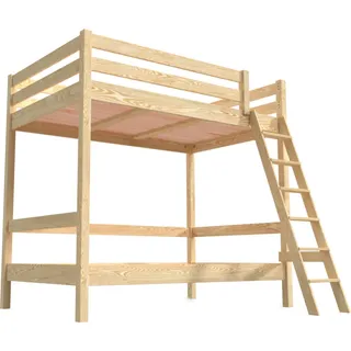 Etagenbett 2-Sitzer 120x200 für Erwachsene Treppe Holz Sylvia - Roh (ohne Lack)