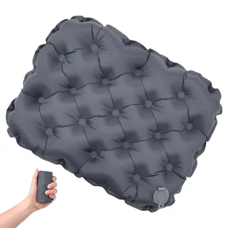 AUYAO Aufblasbares Sitzkissen Faltbar Outdoor Camping Kissen Sitzkissen mit Tragetasche Ultraleicht wasserdichte Sitzunterlage Schnell Aufblasbar für Camping Wandern Picknick Stadion 47x37cm, Grau