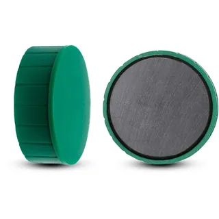 MAUL Magnete MAULsolid Ø38mm (2 Stück) | Mini Magnete aus Kunststoff mit 2,5kg Haftkraft | Starke Magnete für Whiteboard und Magnettafel | ideal für Büro, Homeoffice und Werkstatt | Grün