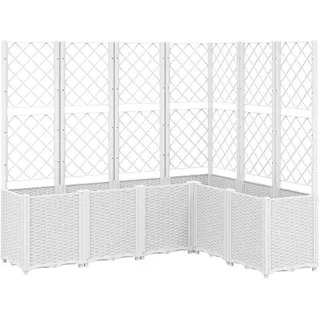 vidaXL Pflanzkübel mit Rankgitter 160 x 120 x 140 cm Weiß