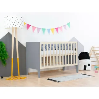 Cot SLEEPY with adjustable bed base height and full headboards - Grey - Natural decor - Grau