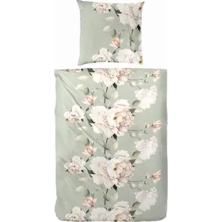 Westminster Feinbiber Bettwäsche 155x220 Blumen Rosen silber natur 173090-81 - Beige