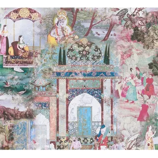 Vliestapete Orientalisch Vintage Matt glatt Rosa Grün FSC®