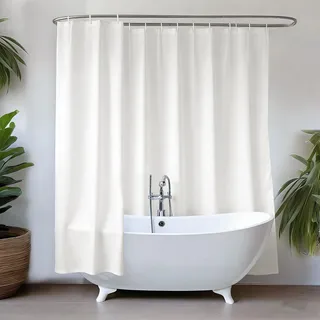 YISURE Duschvorhang 240x180cm, Extra breiter Duschvorhang Creme wasserabweisend und schimmelfrei für die heimische Badewanne, perfekt als Raumteiler, Breite 240 x Höhe 180cm