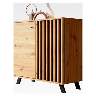 Kommode Wildeiche Anthrazit Sideboard Modern Vintage - 80x85x40 cm (BxHxT) - Highboard Anrichte - Wohnzimmer Schlafzimmer Flur Esszimmer