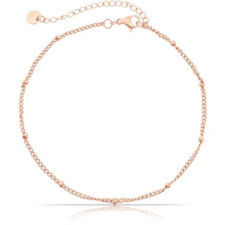 Made by Nami Edelstahl Damen Fußkettchen mit starkem Karabiner-Verschluss - verschiedene Designs - Frauen Fußkette Rosé-Gold - Mädchen Fußschmuck - Geschenk für Sie (Rose-Gold Orb)