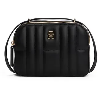 Tommy Hilfiger Umhängetasche TH FEMININE CONV CAMERA BAG, Damen Schultertasche, Minibag im trendigen Stepp-Design schwarz