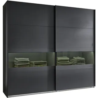 WIMEX »Easy Plus, Kleiderschrank Made in Germany«, mit Glaseinsatz/ Rauchglas, viele Breiten zur Auswahl, schwarze Griffe schwarz