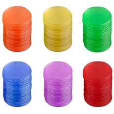 NUOBESTY 300 stücke kunststoff tokens pro count bingo chips marker für bingo spielkarten spiel zubehör (blau + rot + gelb + grün + lila + orange jeweils 50 stücke)