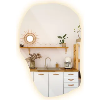 LED Spiegel mit Beleuchtung – 70 x 45,5 cm – Wandspiegel Badspiegel rahmenlos modern Design fürs Badezimmer – Warmweiß 3000K