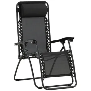 gardenson Garten-Relaxsessel 68 x 112 x 90 cm schwarz klappbar