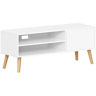 VASAGLE Mid.you TV-Element Lowboard 120 x 49 x 40 cm Weiß/Hellbraun Holzwerkstoff