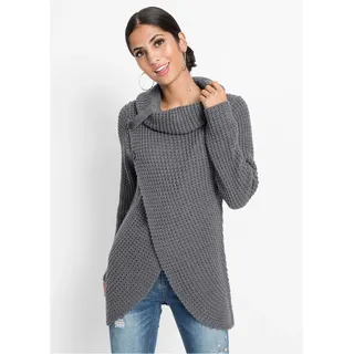 bonprix Grobstrick-Pullover dunkelgrau meliert XS