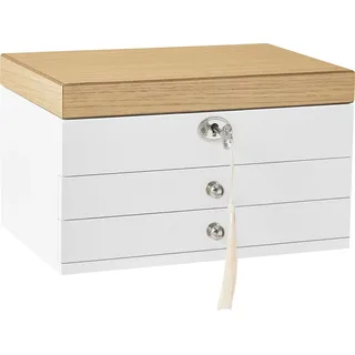 Songmics Schmuckbox mit Spiegel Weiß JOW15WN