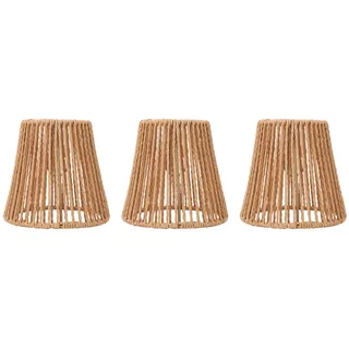 CHEOTIME 3 Stück Rattan Lampenschirm zum Aufstecken, handgewebter Lampenschirm für Kronleuchter, zum Aufstecken, kleine Lampenschirme für Schminktisch Beleuchtungskörper,