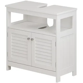 Vicco Waschbeckenunterschrank Riad Weiß 60 x 60 cm mit 2 Türen und offenem Fach, - Weiß