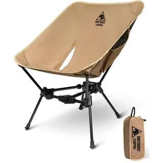 OneTigris TIGERBLADE Campingstuhl faltbar 150 kg, Klappstuhl Camping leicht Dreiecksrahmen, Faltstuhl Ultraleicht, mit 2 Seitentaschen für Outdoor, Wandern (Kojote Braun)