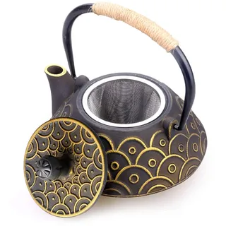 HwaGui Gusseisen Teekanne Innere Wand Emaille Teekanne Mit Edelstahl Filter für Tee Liebhaber als Geschenk, Chinesischer Gesunder Kessel 800ml / 25oz [MEHRWEG]