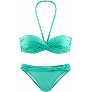 Bügel-Bandeau-Bikini LASCANA, Damen, Gr. 36, Cup C, grün (mint), Polyamid, glänzend, unifarben, Bikini-Sets Bügel-Bandeau-Bikini, mit verschiedenen Trägervarianten, Topseller