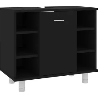 vidaXL Badezimmerschrank Schwarz 60x32x53,5 cm Holzwerkstoff