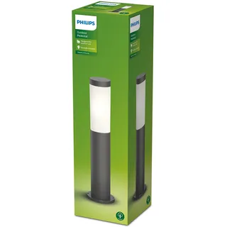 PHILIPS Outdoor LED Sockelleuchte Utrecht, für den Außenbereich, Anthrazit, 60W, IP44 Schutzklasse, austauschbares Leuchtmittel