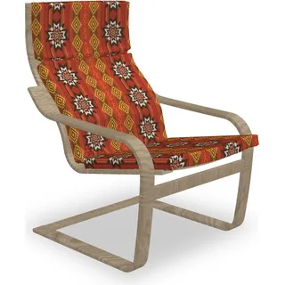 ABAKUHAUS Orange Poäng Sessel Polster, traditionelle Motiv, Sitzkissen mit Stuhlkissen mit Hakenschlaufe und Reißverschluss, Orange Gelb und Weiß - Orange