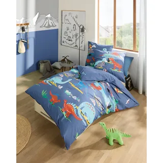 Kaeppel Kinderbettwäsche "Dinosaurus" 2 Stk. Mit Dinosaurier, blau