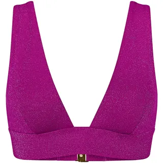 Triangel-Bikini-Top TRIUMPH "Summer Sunset P", Damen, Gr. 38, Cup B, pink (raspberry juice), Glitzergarne;Microfaser, Obermaterial: 70% Polyamid, 16% metallisierte Fasern, 14% Elasthan, Bikini-Oberteile Triangel-Bikini-Top, weicher Lurex