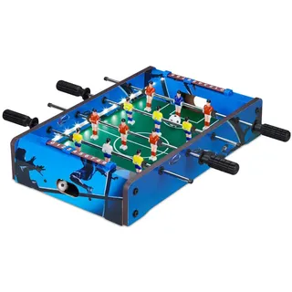 Relaxdays Tischkicker Led , Blau , Holzwerkstoff, Kunststoff, Metall , 51x51 cm , Spielzeug, Lernspiele