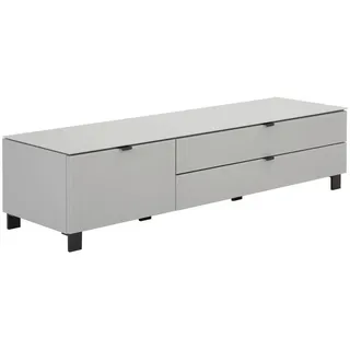 Hom`in Tv-Element , Grau, Hellgrau , Kunststoff , 2 Schublade(n) Schubladen , 165x41.1x52.5 cm , Holzmöbel, Wohnwände Holz, Wohnwand Serien Holz