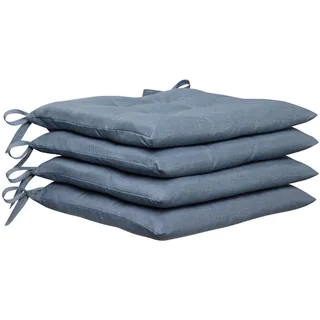 Peyer Syntex Sitzkissenset , Blau , Textil , 4-teilig , Uni , Füllung: Schaumstoff , quadratisch , 40x40 cm , mittels Bändern zu befestigen, Fleckschutz , Heimtextilien, Wohntextilien, Sitzkissen