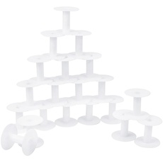 PandaHall 20 Packung Kleine Leere Spulen Weiße Kunststoffspulen Webspulen Bastelspulen Für Stickgarn, Garn, Band, Basteln Und Nähen, 2.2X 2.3 Zoll