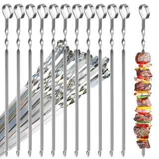 30 Stück Grillspieße, 39CM Grill Kabob Spieße Edelstahl Lange Spieße Schaschlikspieße Fleischspieße, für Lagerfeuer Oder Grillschale (30)