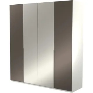 Kleiderschrank MUSTERRING "San Diego, Kleiderschrank, Schrank, Garderobe, mit Glastüren", weiß, B:200cm H:236cm T:58cm, Glas, Holzwerkstoff, Schränke, Kleiderschrank, 4-türig (gedämpft), 4 Böden, 2 Kleiderstangen, Chromgriffe