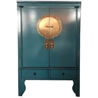 opium outlet Chinesischer Hochzeitsschrank asiatischer Kleider-Schrank China Kommode orientalisch vintage Shabby blau
