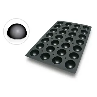 SCHNEIDER Silikon-Backform, Halbkugel, schwarz, Form aus Silikon für Backöfen, Mikrowellen und Gefrierschränke, Abmessung: 40 x 60 cm, Durchmesser 78 mm, H 35 mm