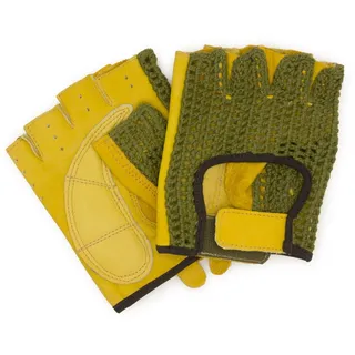 Adapter Universe Autofahrer Handschuhe Retro Vintage Leder Fingerlose Fahrerhandschuhe Fahrrad Grün Gelb