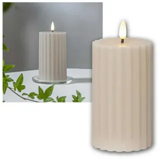 Star Trading Flamme Stripe LED Stumpenkerze 15 cm beige