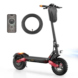 iScooter E Scooter mit Straßenzulassung, 80-100 KM Reichweite, 48V 15Ah, 10 Zoll Offroad Luftreifen, ABE Elektroroller mit Doppelter Stoßdämpfung, Faltbarer E Roller Offroad Belastung bis 150 KG, LED, App