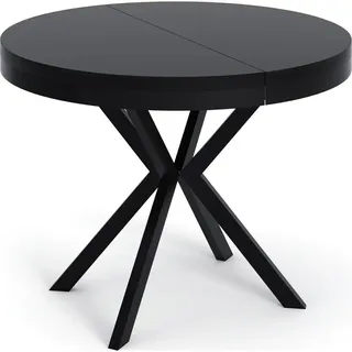 WFL GROUP Runder Ausziehtisch 100 x 76 x 100 cm schwarz