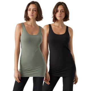 Vero Moda Damen Vmmaxi My Soft Long Tank 2-pack Top, 'MAXI' - Schwarz,Weiß - L