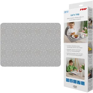 Reer Eat’n Tidy Silikon-Tischset, rutschfestes Platzset für Kinder, ca 41 x 30 cm, abwaschbar, spülmaschinen-geeignet, grau, 25021