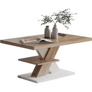 CASARIA Couchtisch Detroit Weiß/Sonoma Eiche 90x60x45cm